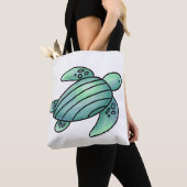 waterverf geschilderd zeeen schildpad cartoon blau tote bag (Dichtbij)