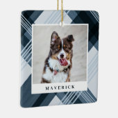 Waterverf Geschilderde blauwe speldenfoto Kerstmis Keramisch Ornament (Rechts)