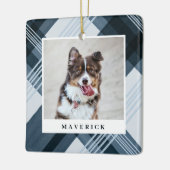 Waterverf Geschilderde blauwe speldenfoto Kerstmis Keramisch Ornament (Links)