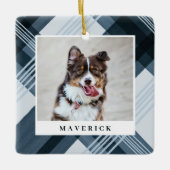 Waterverf Geschilderde blauwe speldenfoto Kerstmis Keramisch Ornament (Voorkant)