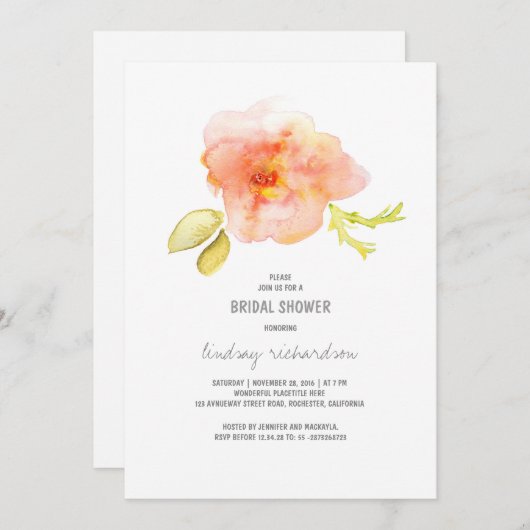 waterverf geschilderde bloem vrijgezellenfeest uit kaart (Voorkant / Achterkant)