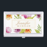 Waterverf Geschilderde bloemen Monogram Naam Visitekaarthouder<br><div class="desc">Waterverf Gedekte bloemen Monogram naam - Aangepaste,  stijlvolle en unieke houder van een visitekaartje. Dit ontwerp is perfect voor Wedding Coordinator,  Event Planner,  Modern Makeup Artist,  Craft Artist,  Mode Stylist,  Haar Stylist,  Nail Technicien,  Cosmetoloog,  Estheticus,  Hairdresser,  SPA Store,  Salon Store en nog veel meer.</div>