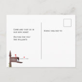 Waterverf geschilderde brievenbus nieuw huis verpl aankondigingskaart (Achterkant)