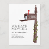 Waterverf geschilderde brievenbus nieuw huis verpl aankondigingskaart (Voorkant)