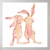 Waterverf Geschilderde Bunny Rabbit Love Cute Poster (Voorkant)