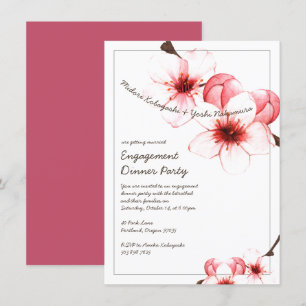 Waterverf Geschilderde Cherry Blossom Engagement P Kaart