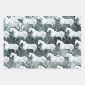 Waterverf Geschilderde Elegant Snowy White Horses Inpakpapier Vel (Voorkant 3)