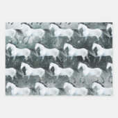 Waterverf Geschilderde Elegant Snowy White Horses Inpakpapier Vel (Voorkant 2)