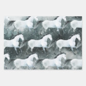 Waterverf Geschilderde Elegant Snowy White Horses Inpakpapier Vel (Voorkant)