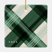 Waterverf Geschilderde groene speldenfoto Kerstmis Keramisch Ornament (Achterkant)