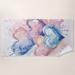 Waterverf Geschilderde Harten  Strandlaken