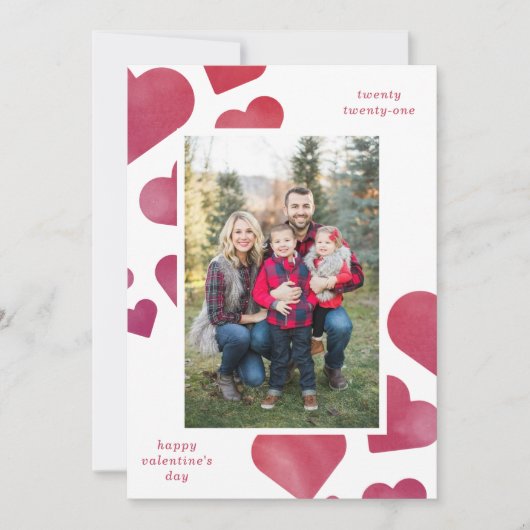 Waterverf geschilderde hartenportretten feestdagenkaart (Voorkant)