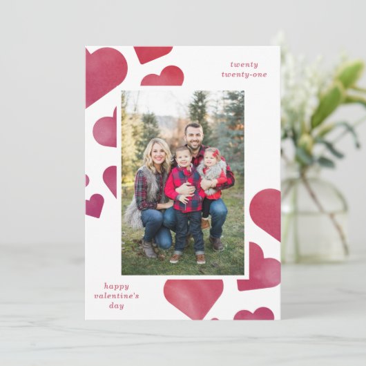 Waterverf geschilderde hartenportretten feestdagenkaart (Staand voorkant)