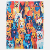 Waterverf geschilderde hondencollage fleece deken (Voorkant)