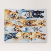 Waterverf geschilderde hondencollage legpuzzel (Horizontaal)