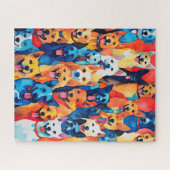 Waterverf geschilderde hondencollage legpuzzel (Horizontaal)