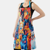 Waterverf geschilderde hondencollage schort (Insitu)