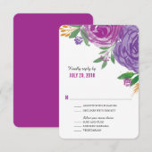 Waterverf geschilderde Paarse bloemen | RSVP (Voorkant / Achterkant)