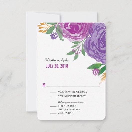 Waterverf geschilderde Paarse bloemen | RSVP (Voorkant)