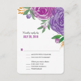 Waterverf geschilderde Paarse bloemen | RSVP Kaartje