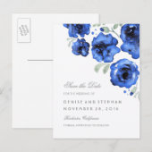 Waterverf geschilderde Rozen Romantisch Save the D Aankondigingskaart (Voorkant / Achterkant)