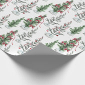 Waterverf geschilderde schaarse kerstbomen cadeaupapier (Hoek)