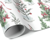 Waterverf geschilderde schaarse kerstbomen cadeaupapier (Rol Hoek)