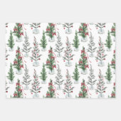 Waterverf geschilderde schaarse kerstbomen inpakpapier vel (Voorkant 2)