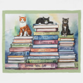 Waterverf geschilderde Stapel van Leesboeken Fleece Deken (Voorkant (Horizontaal))