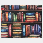 Waterverf geschilderde Stapel van Leesboeken Fleece Deken (Voorkant (Horizontaal))