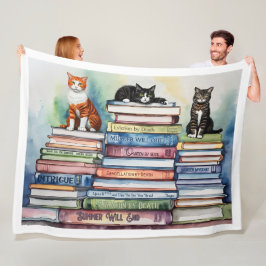 Waterverf geschilderde Stapel van Leesboeken Fleece Deken