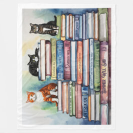 Waterverf geschilderde Stapel van Leesboeken Fleece Deken