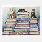 Waterverf geschilderde Stapel van Leesboeken Fleece Deken (Voorkant (Horizontaal))