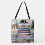 Waterverf geschilderde Stapel van Leesboeken Tote Bag (Voorkant)