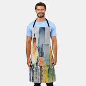 Waterverf geschilderde urban stadsgezicht skyscape schort (Gedragen)