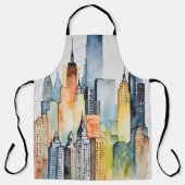 Waterverf geschilderde urban stadsgezicht skyscape schort (Voorkant)