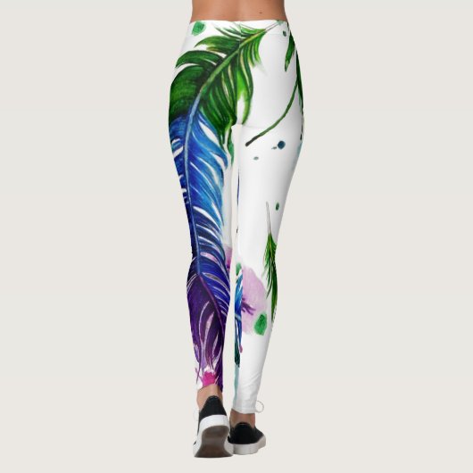 Waterverf geschilderde veer Leggings (Achterkant)