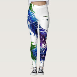 Waterverf geschilderde veer Leggings