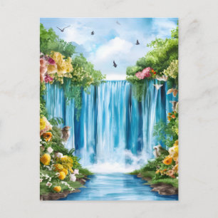 Waterverf geschilderde waterval briefkaart