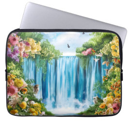 Waterverf geschilderde waterval laptop sleeve