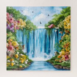 Waterverf geschilderde waterval legpuzzel