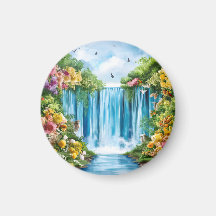 Waterverf geschilderde waterval