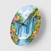 Waterverf geschilderde waterval ronde klok (Hoek)