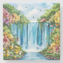 Waterverf geschilderde waterval stenen onderzetter