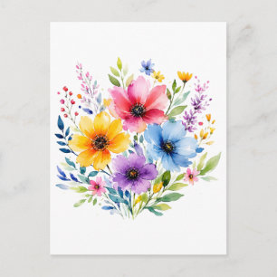 Waterverf geschilderde wilde bloemen briefkaart