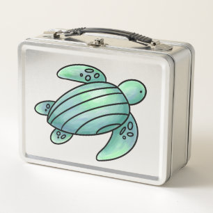 waterverf geschilderde zeeschildpad cartoon blauw