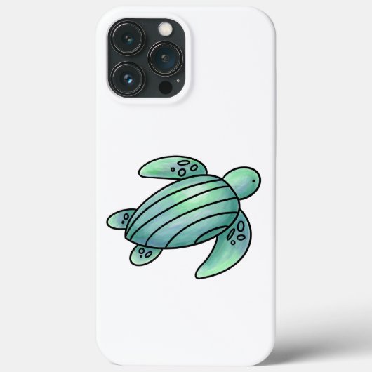waterverf geschilderde zeeschildpad cartoon blauw Case-Mate iPhone case (Achterkant)