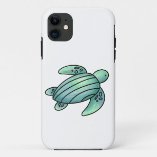 waterverf geschilderde zeeschildpad cartoon blauw Case-Mate iPhone case