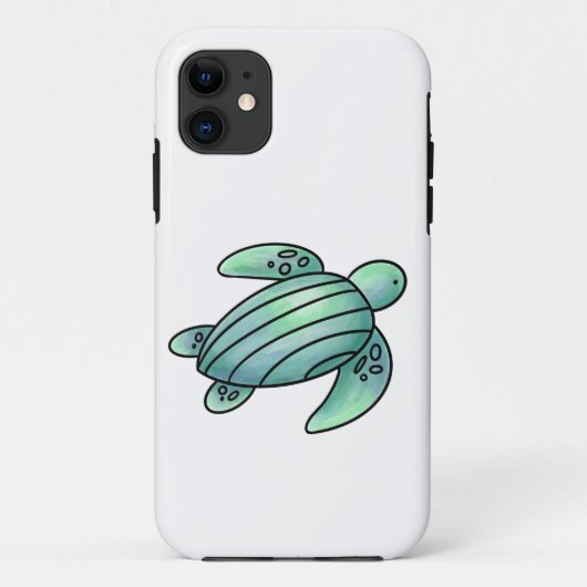 waterverf geschilderde zeeschildpad cartoon blauw Case-Mate iPhone case (Achterkant)