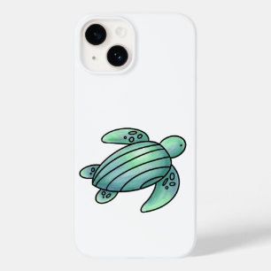 waterverf geschilderde zeeschildpad cartoon blauw Case-Mate iPhone 14 hoesje